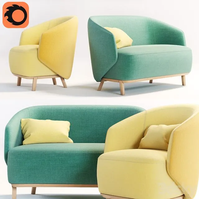 CONCHA Armchair & CONCHA Small sofa 3dsMax Model