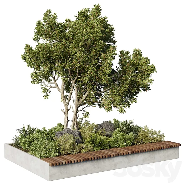 Concrete Box Plants – set outdoor plants 199 3dsMax Model