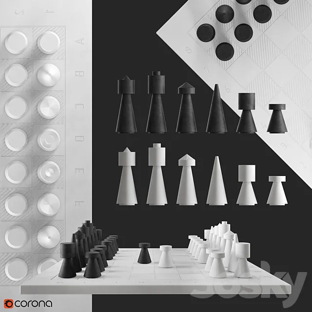 Concrete chess 3DS Max Model