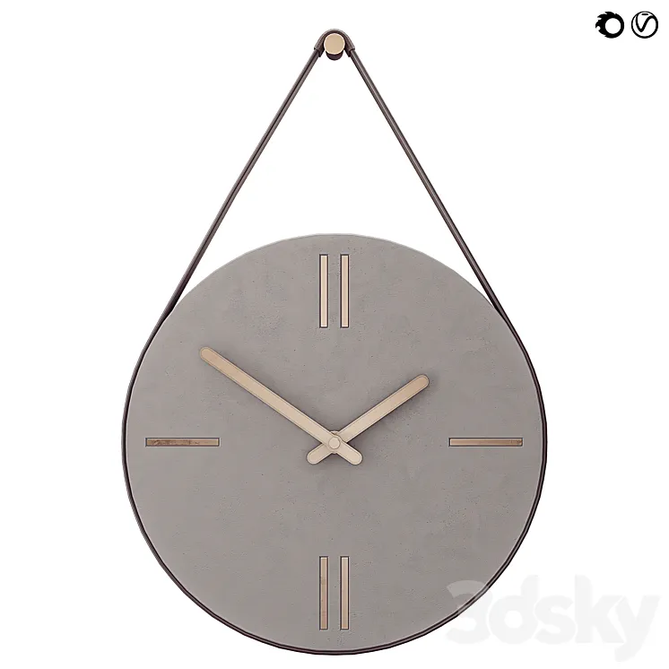 Concrete Hanging Wall Clock 3DS Max