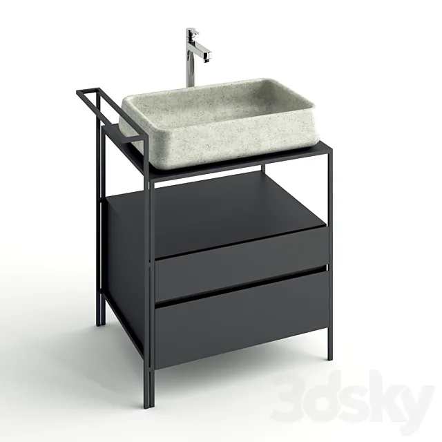 Concrete sink bathroom furniture 3DS Max Model