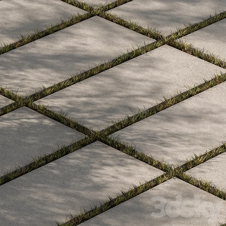 Concrete Slab with Grass – Paving 03 3DS Max