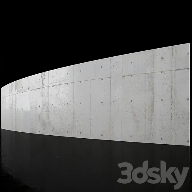 Concrete wall 18m long 3ds Max