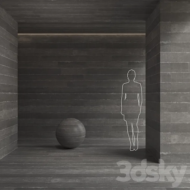 Concrete wall made from wood formwork 3ds Max