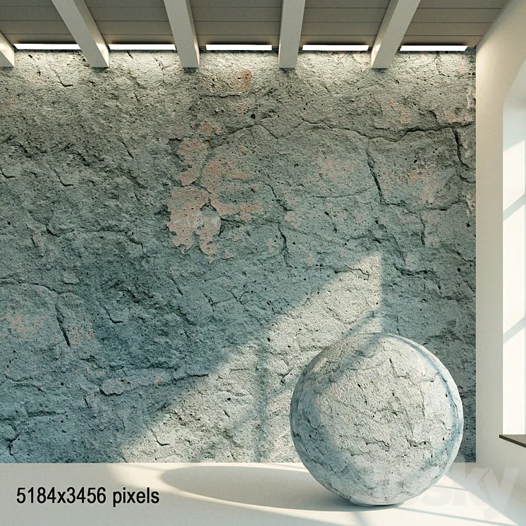 Concrete wall. Old concrete. 55 3DS Max