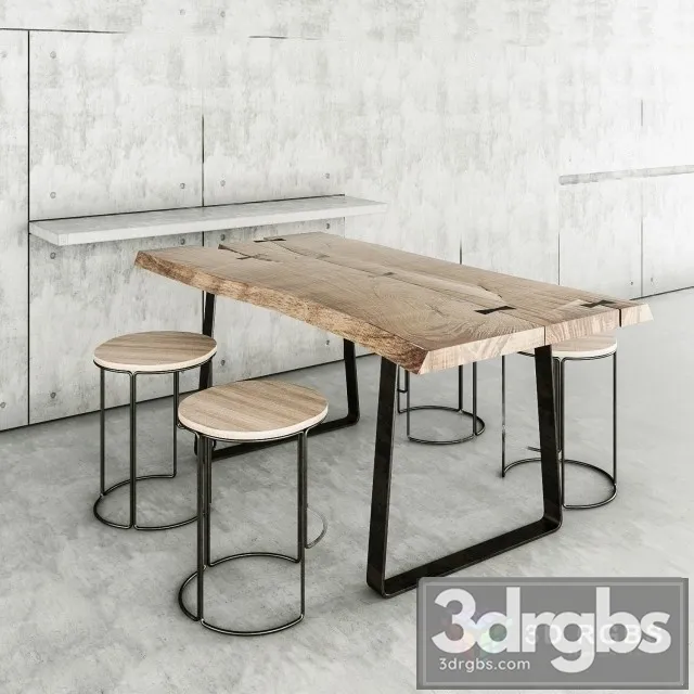 Concrete Wood Table and Chair 3dsmax Download