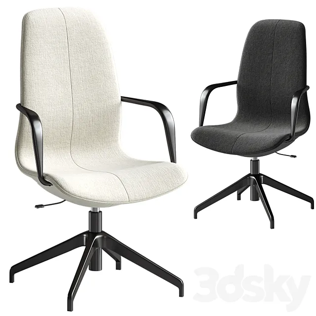 Conference chair with armrests Gunnared dark gray black 3DS Max Model