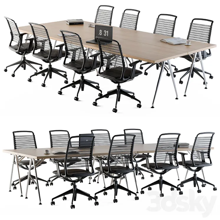 Conference Table Set For Office 3DS Max