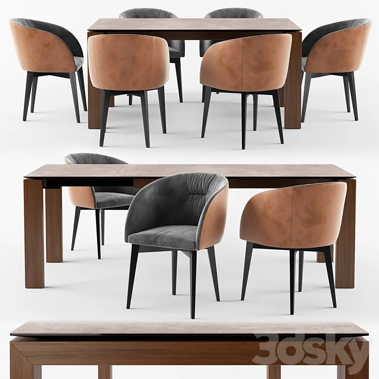 Connubia Calligaris Sigma Dining Table_ROSIE SOFT armchair 3DS Max