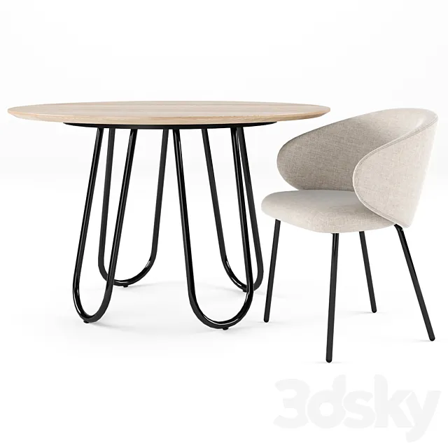 Connubia STULLE table with TUKA dining chair 3ds Max