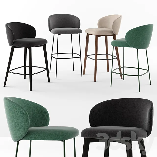 Connubia Tuka bar stools 3ds Max