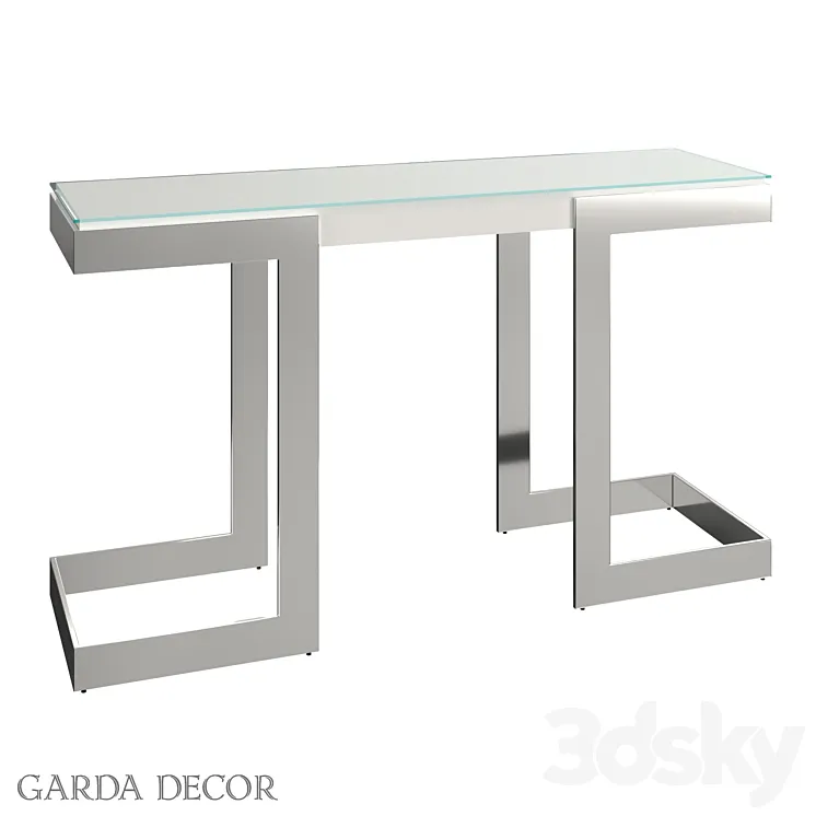 Console Marbella White White \/ CHROME 58DB-CST18166WH Garda Decor 3DS Max