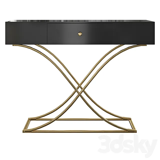 Console Table with Drawer Entryway Table Contemporary for Hallway X Gold Base 3ds Max