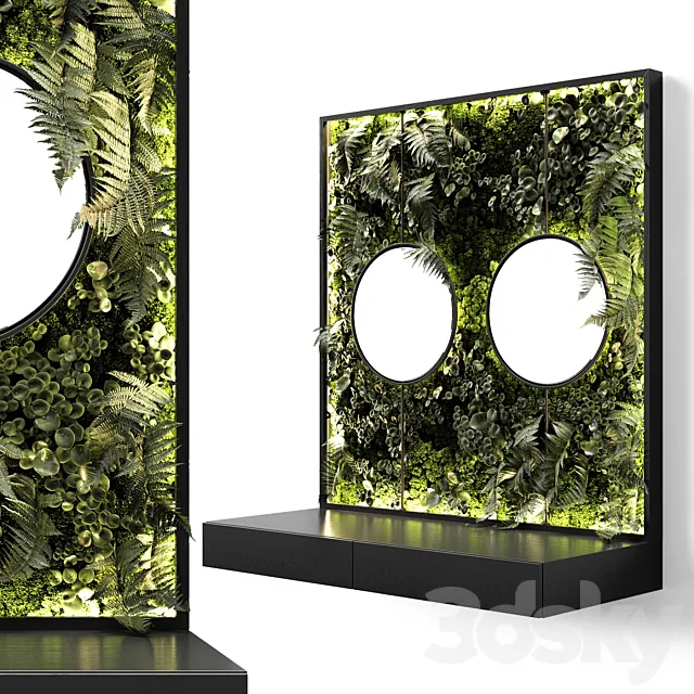 Console with mirrors and vertical garden 3DS Max Model