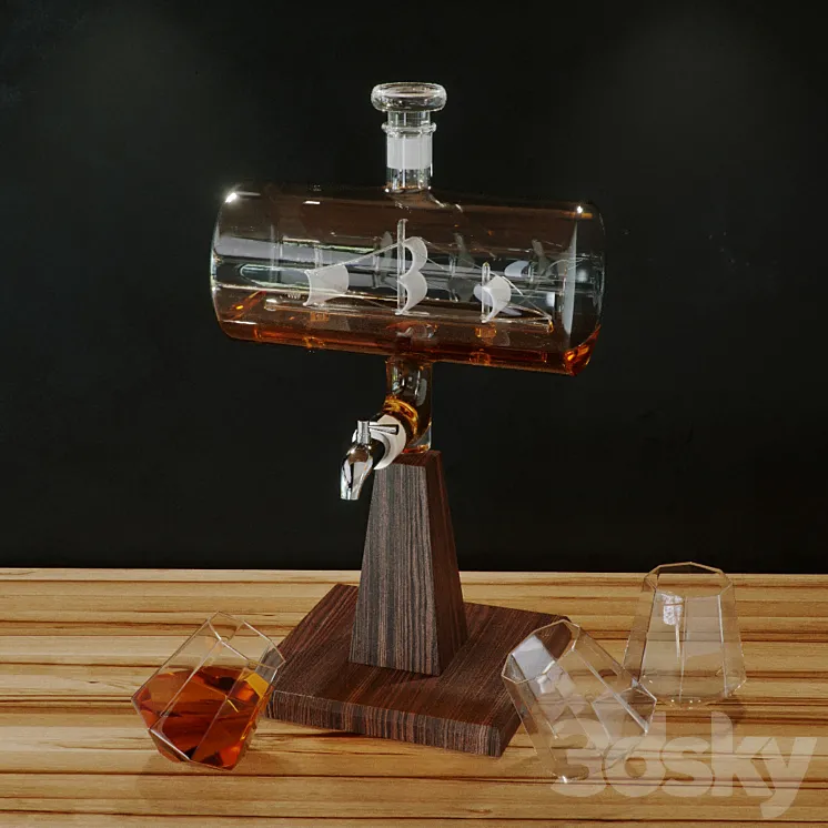 Constellation 1797 Decanter with glasses 3DS Max