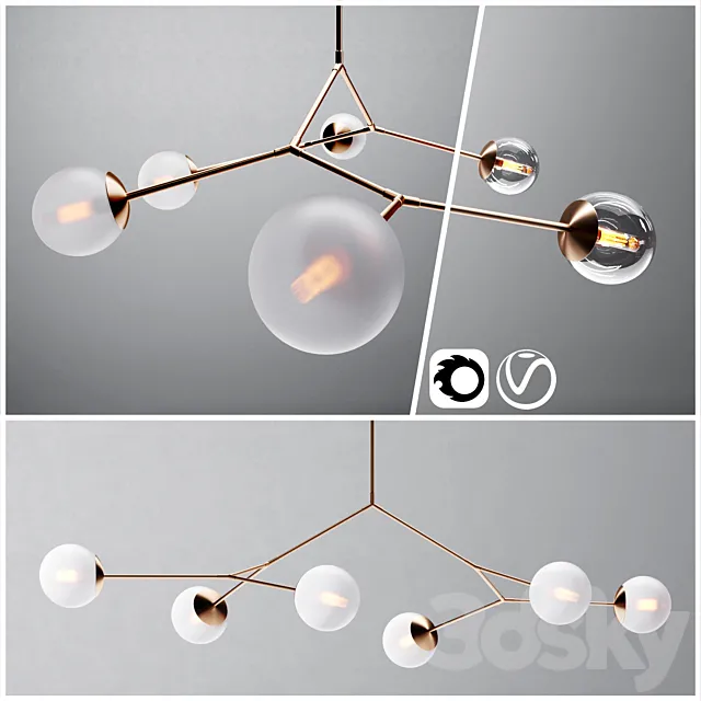 Contemporary branching bubble 6 chandelier – Dendroid 4 _ cor _ v-ray _ 3DSMax File