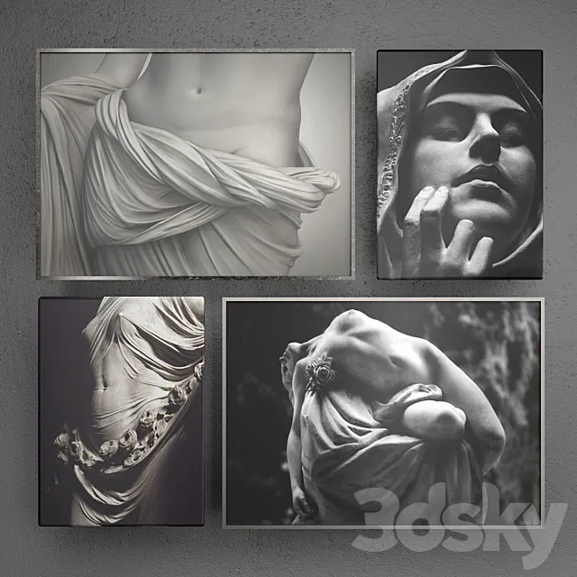 Contemporary collection of photographs of antique sculptures 2 3ds Max