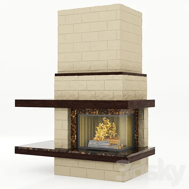 contemporary corner fireplace 3DSMax File
