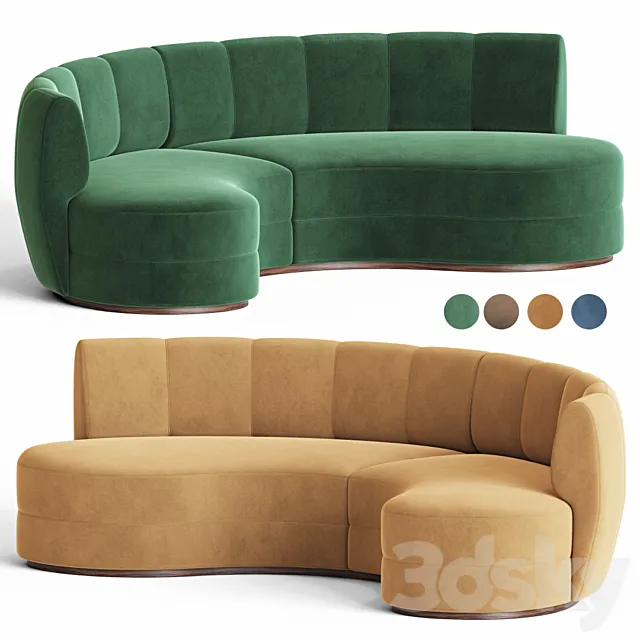 Contemporary curved velvet sofa 3ds Max