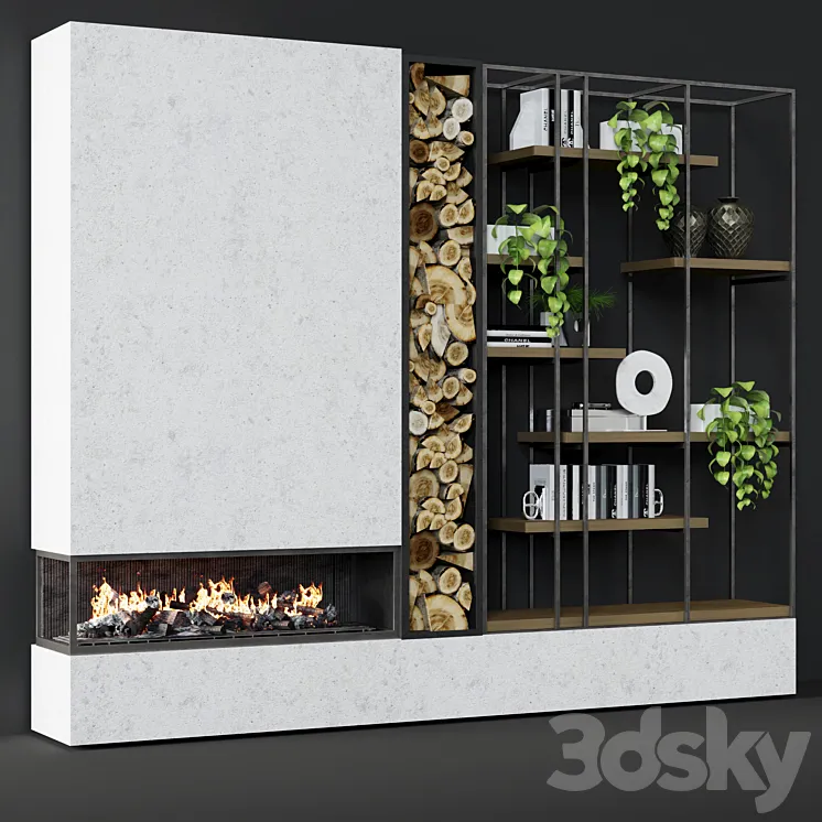 Contemporary fireplace 25 3DS Max