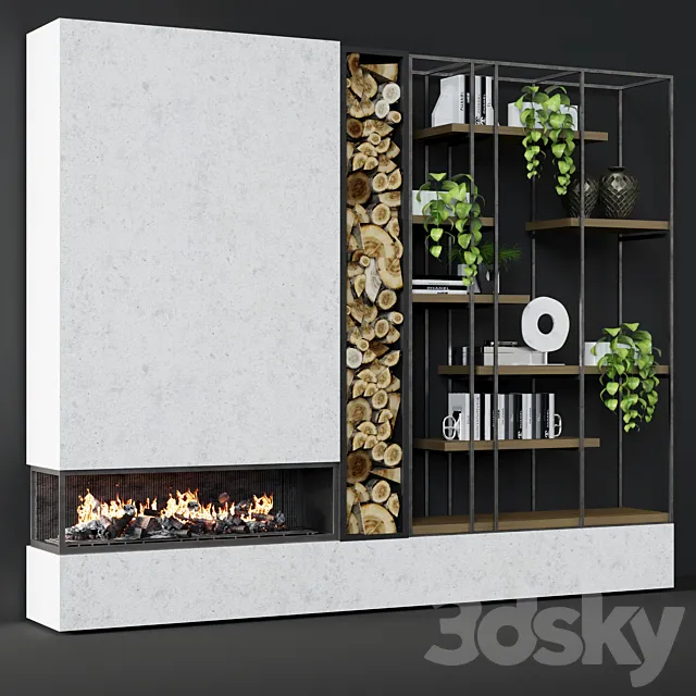 Contemporary fireplace 25 3DSMax File