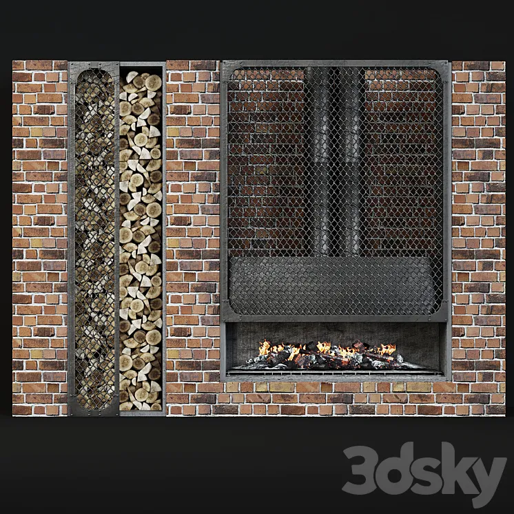 Contemporary fireplace 36 3DS Max