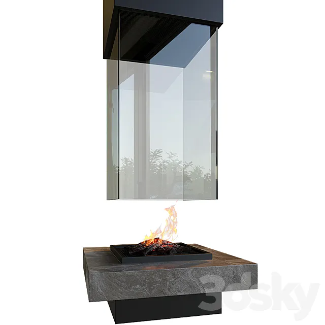 Contemporary fireplace 3ds Max