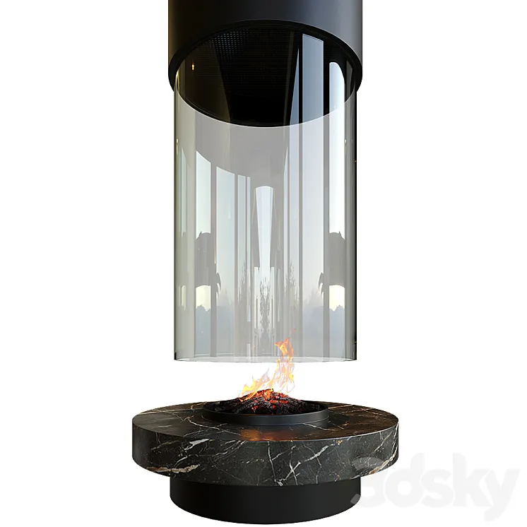 Contemporary fireplace (round) 3DS Max
