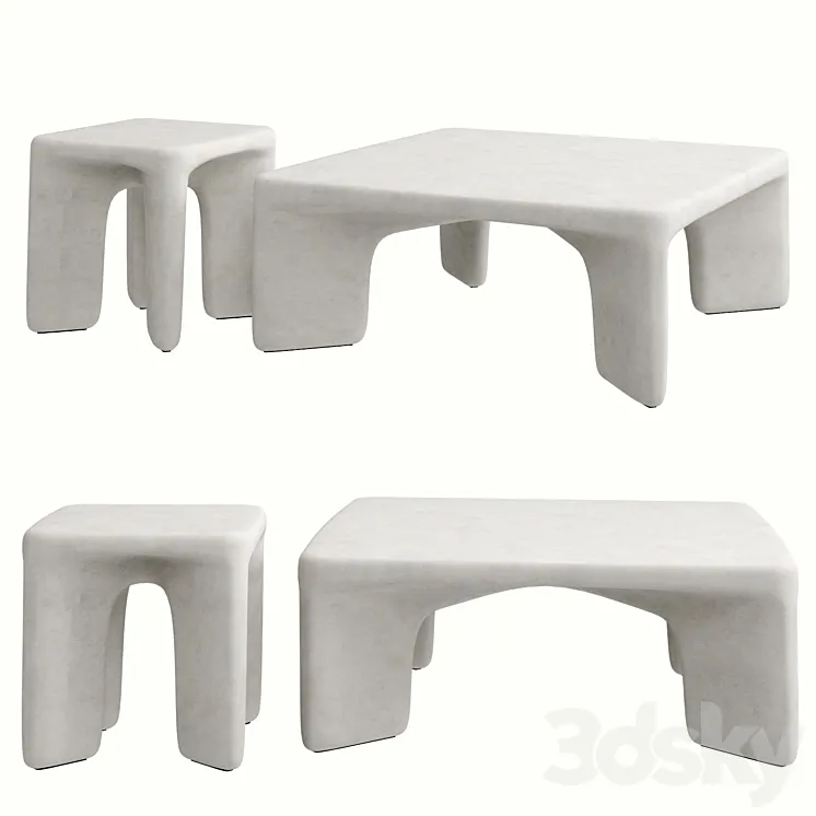 Contemporary Low Leg Concrete Tables 3DS Max