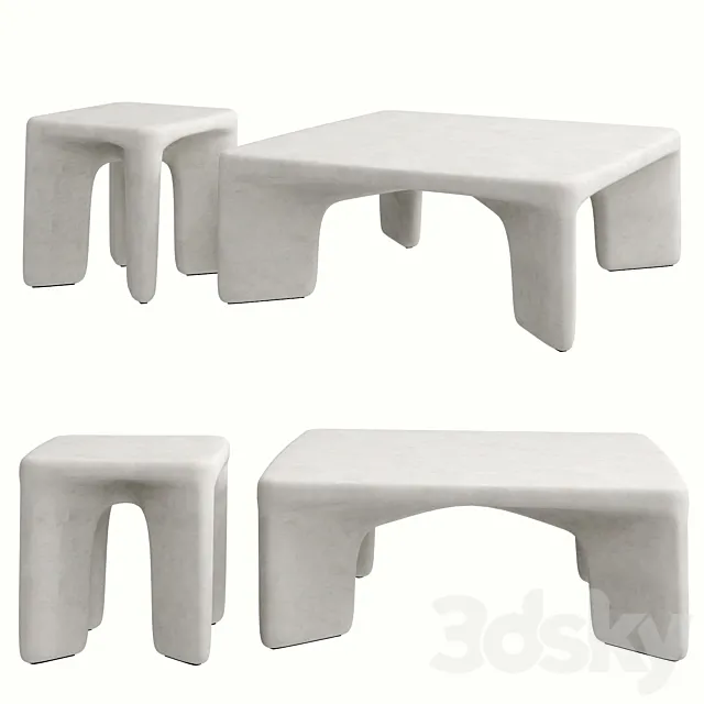 Contemporary Low Leg Concrete Tables 3DSMax File