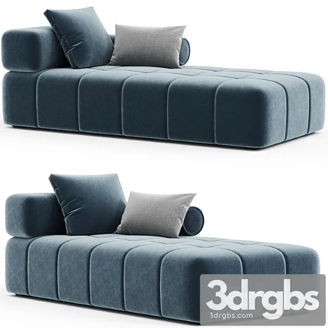 Contemporary modular sofa settee in velvet blue marine with metal base 01