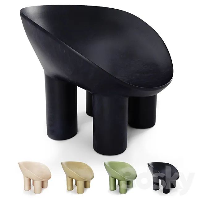 Contemporary Raw Fiberglass Chair Roly-Poly Chair by Faye Toogood 3ds Max