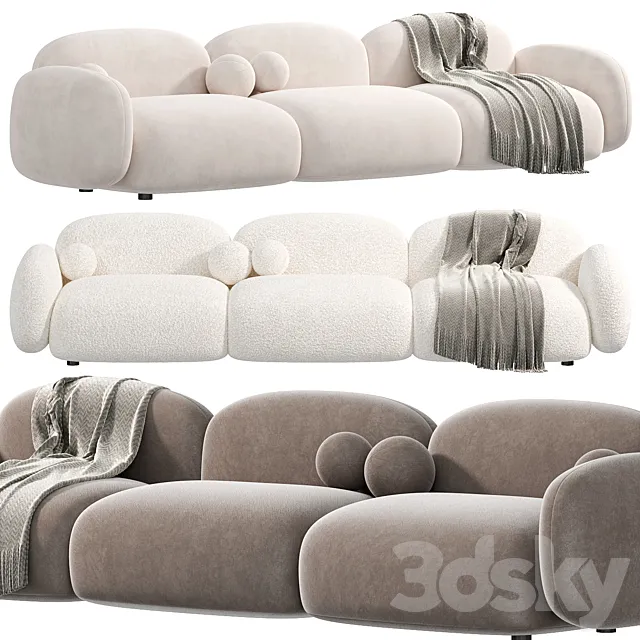 Contemporary Standard Sofa Sewn Pillow Back Sofa by Litfad sofas 3DS Max Model
