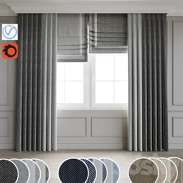 Contemporary style curtain 8 3ds Max