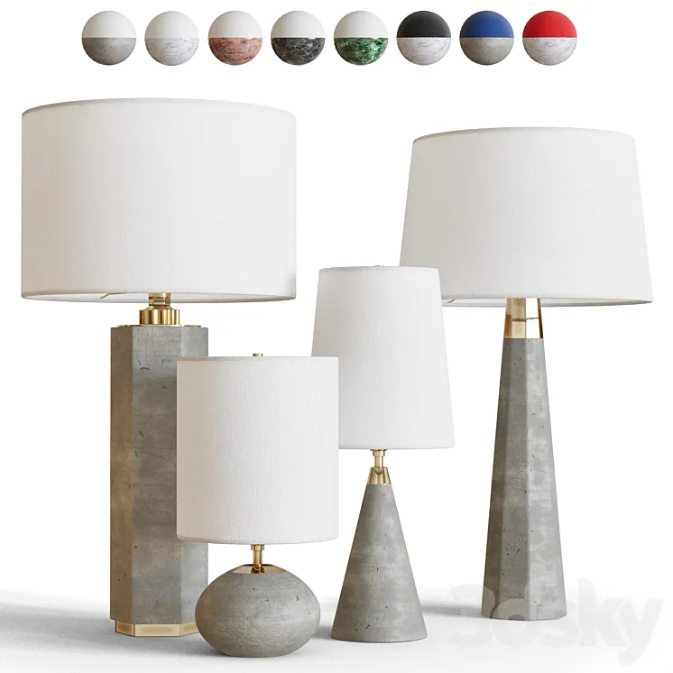 Contemporary table lamps in concrete and marble 3DS Max