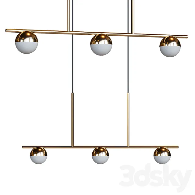 Contina 3 Light Island Pendant Light – Brass 3ds Max