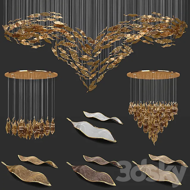 Contour Chandeliers _ Set of 3 types 3ds Max