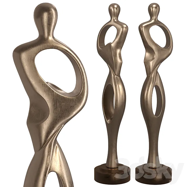 Contour Modern Figure Floor Sculpture 3ds Max