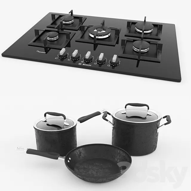 Cooktop BOSCH PPQ 7 3ds Max