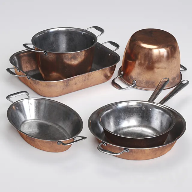 Copper Cookwares Set 3ds Max