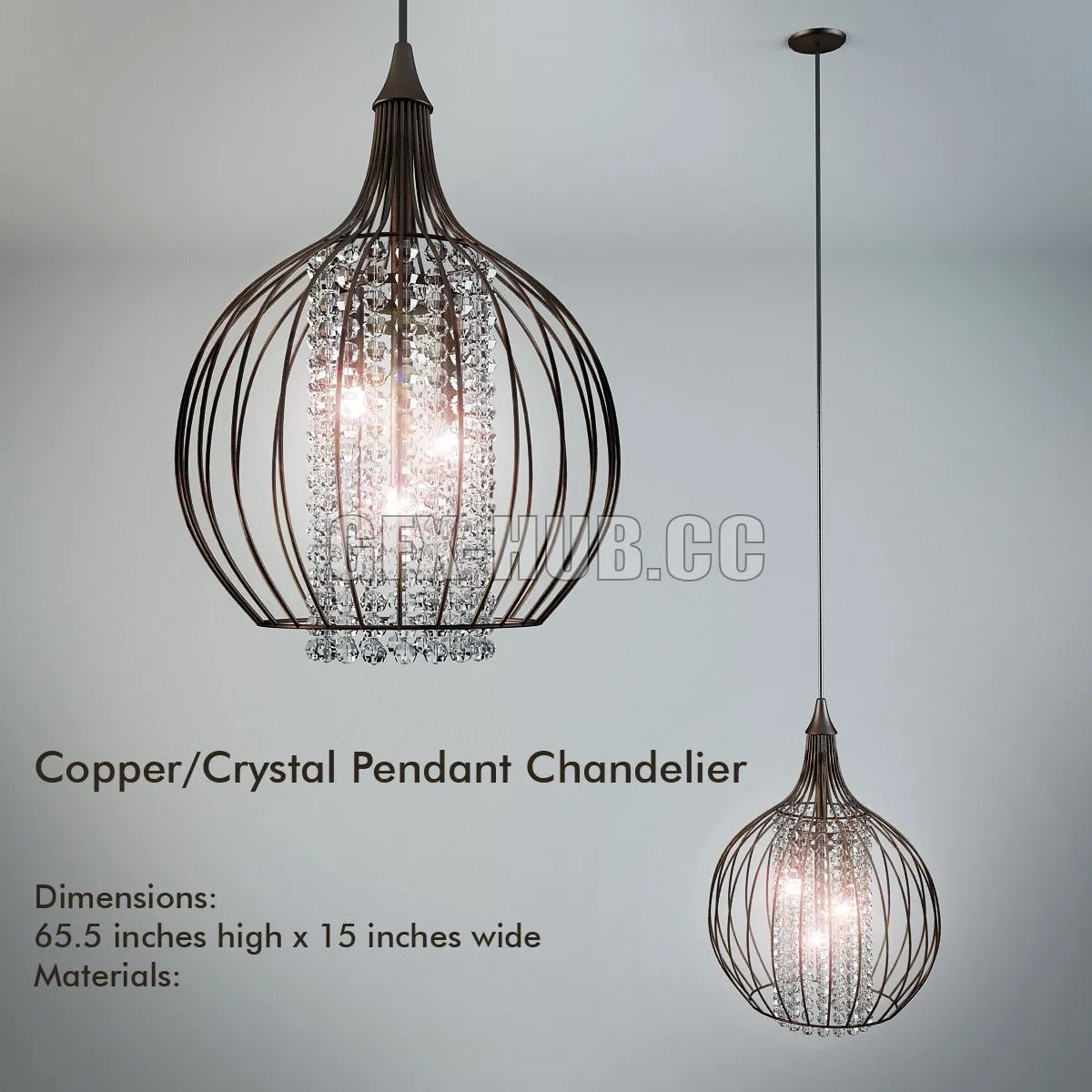 Copper Crystal Pendant 3dsMax Model