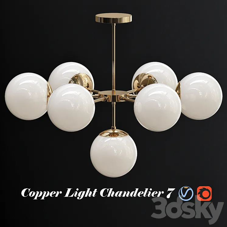 Copper light chandelier 7 3DS Max