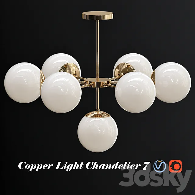 Copper light chandelier 7 3DSMax File