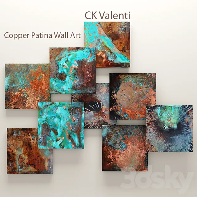 Copper Patina Wall Art. patina. abstraction. panel. copper decor. wall. metal. picture 3DSMax File