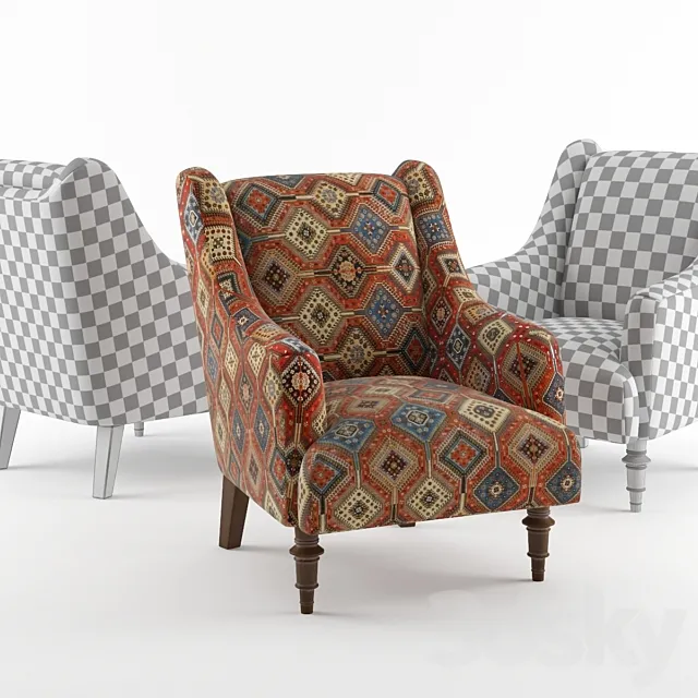 Copyright soft armchair upholstery into East 3 3DSMax File