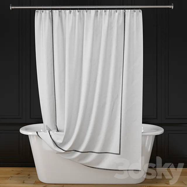 “Corey” bath + shower curtain + rail 3DSMax File