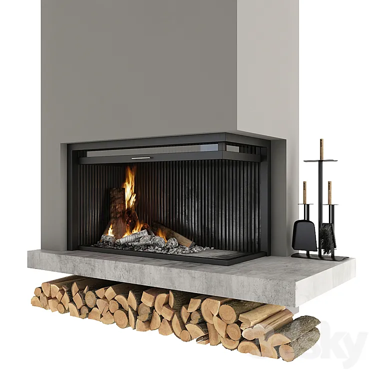 Corner fireplace 3DS Max
