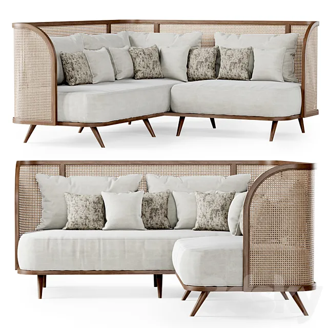 Corner garden sofa HLS _ Rattan corner sofa 3ds Max