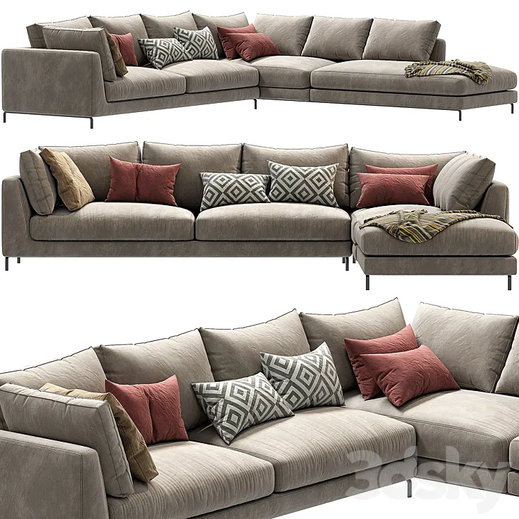 Corner-Sectional-Fabric-Sofa-ray-Sectional-Sofa 3DS Max Model