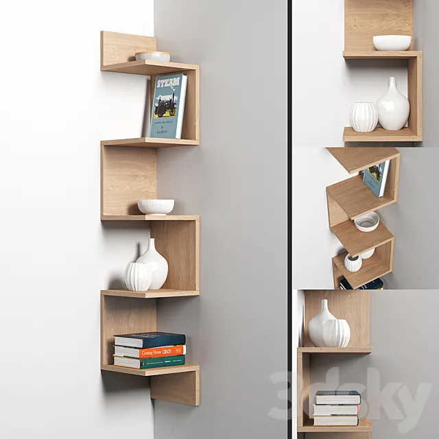 Corner shelf with decor 3DS Max Model